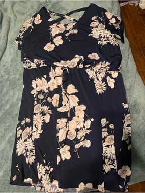 Navy Floral Dress with Blush Flowers